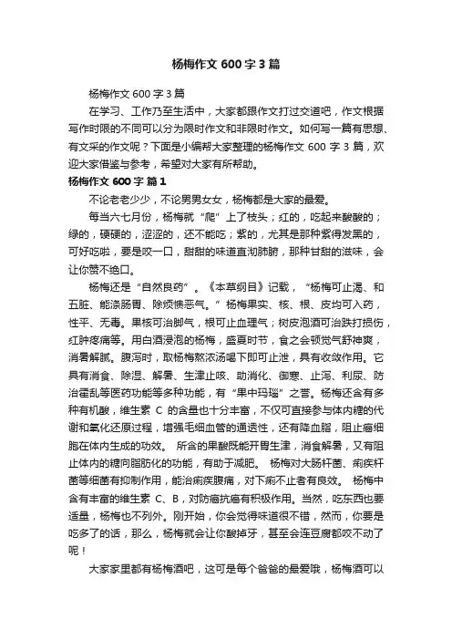 杨梅作文600字3篇