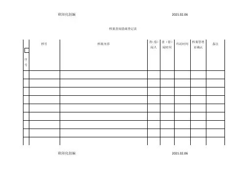 档案查阅登记表之欧阳化创编