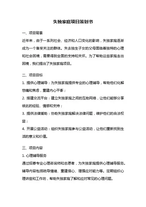 失独家庭项目策划书
