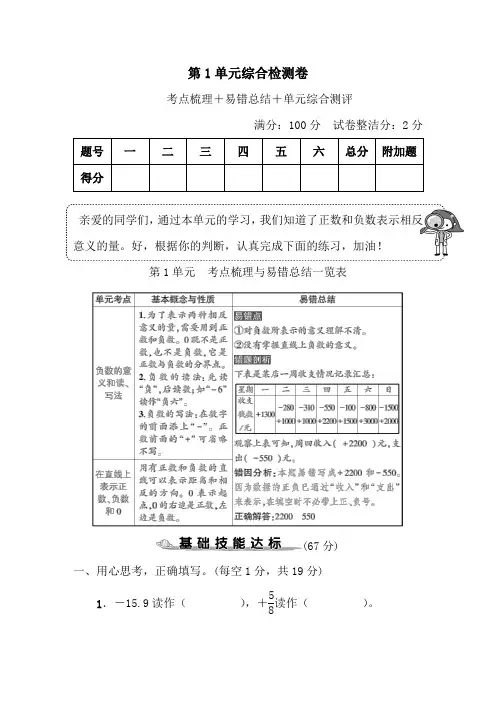 人教版小学六年级数学下册全册单元测试卷含答案(6套)