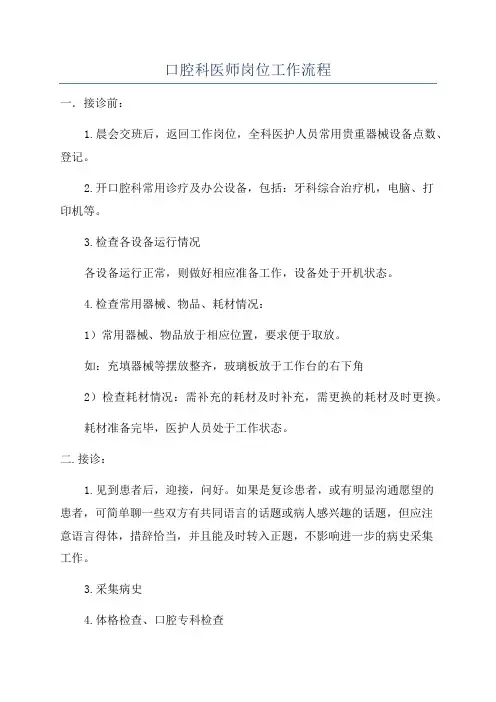 口腔科医师岗位工作流程
