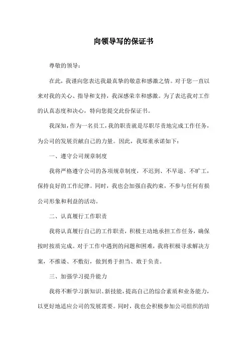 向领导写的保证书