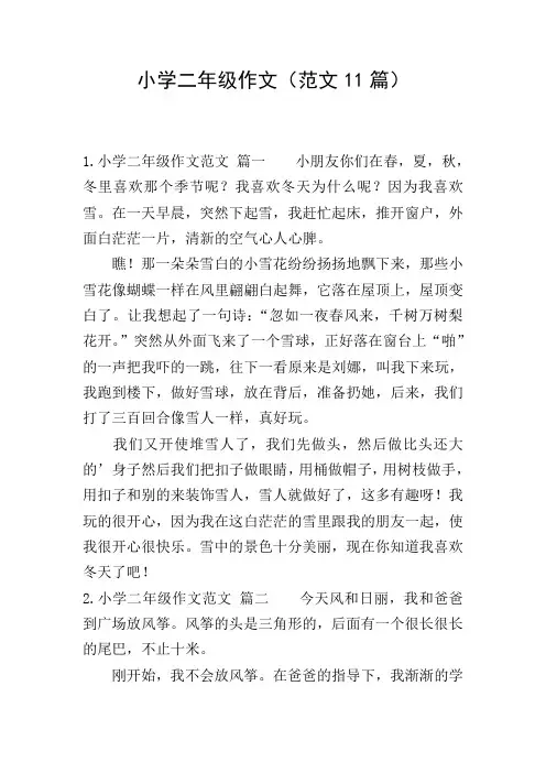 小学二年级作文(范文11篇)