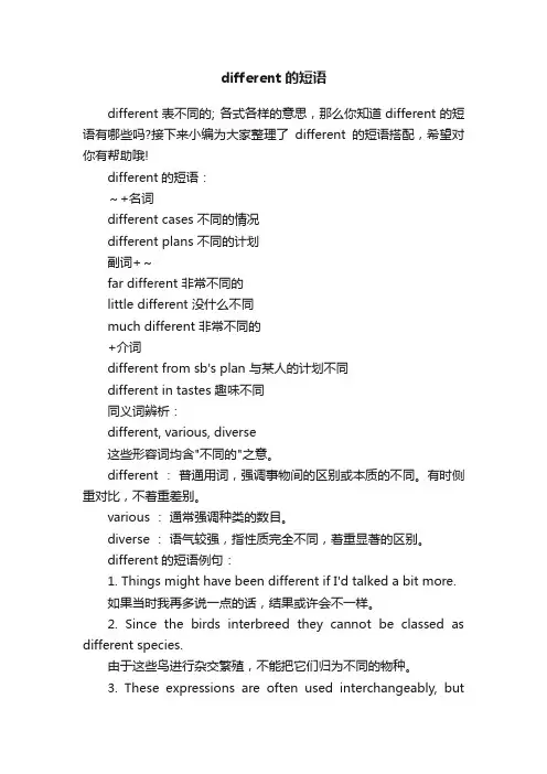 different的短语