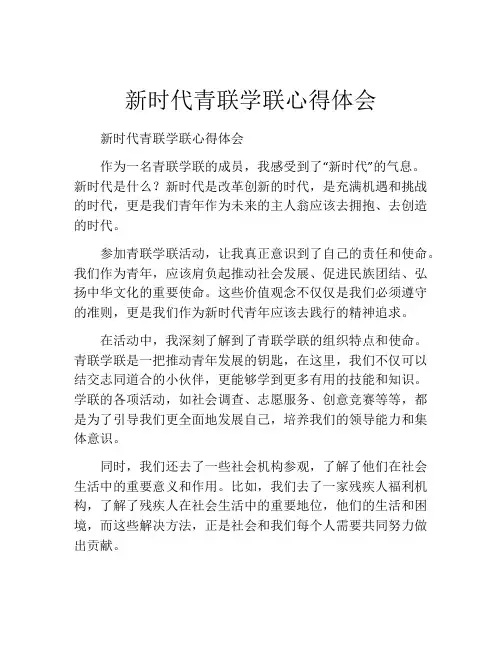 新时代青联学联心得体会 