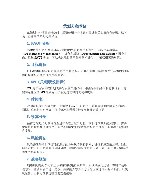 策划方案术语