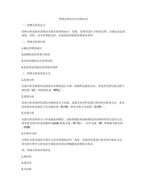 药物分析知识点归纳总结