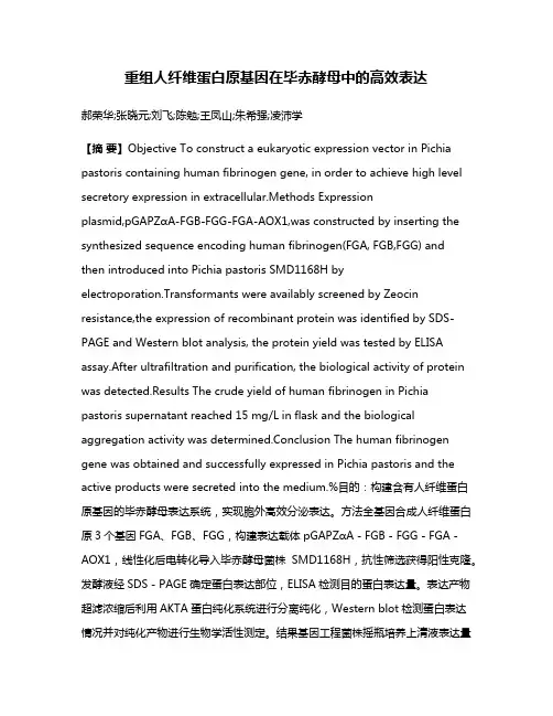 重组人纤维蛋白原基因在毕赤酵母中的高效表达
