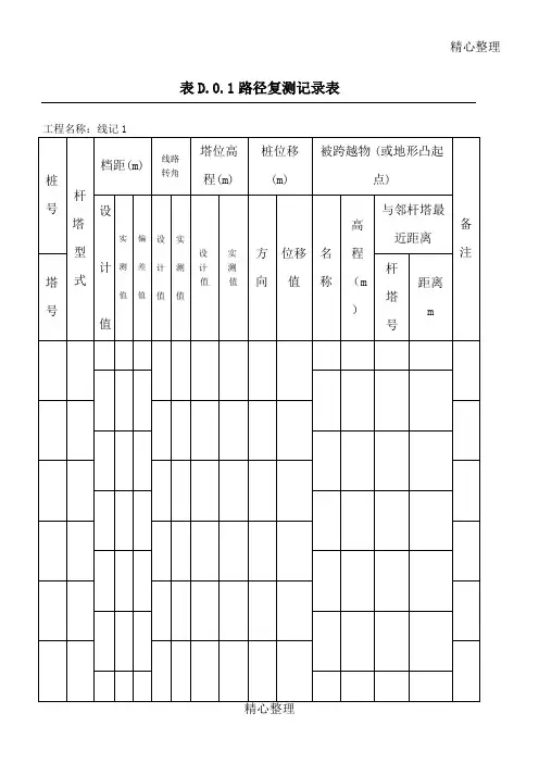 GB50173-2014-电气装置安装工程-66kV及以下架空电力线路建筑施工及验收守则-D类表单(D.0.1—D.0.19)