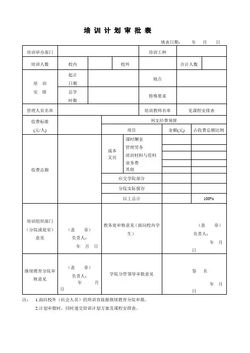 培训计划审批表