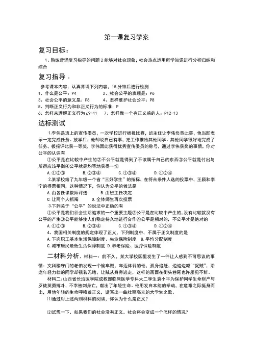 九年级思品复习学案