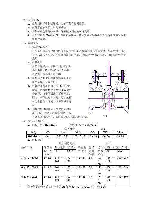 闸阀阀体与阀座Co2气体保护焊焊接工艺