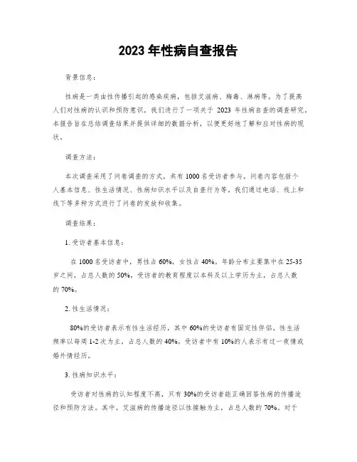 2023年性病自查报告