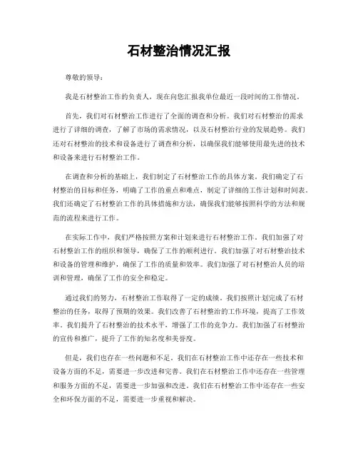 石材整治情况汇报