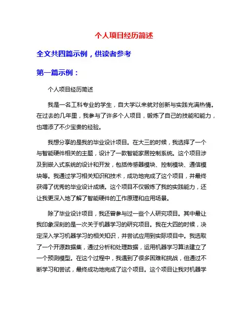 个人项目经历简述