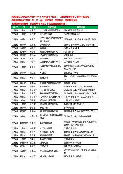 2020新版江西省游戏工商企业公司商家名录名单黄页联系电话号码地址大全193家