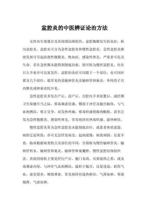 盆腔炎的中医辨证论治方法