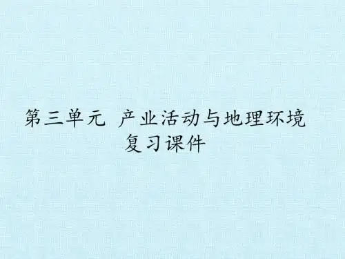 鲁教版高中地理必修2：第三单元 产业活动与地理环境 复习课件