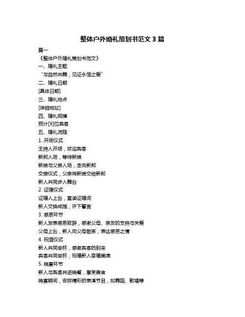 整体户外婚礼策划书范文3篇