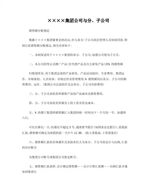 集团公司与分子公司分配制度