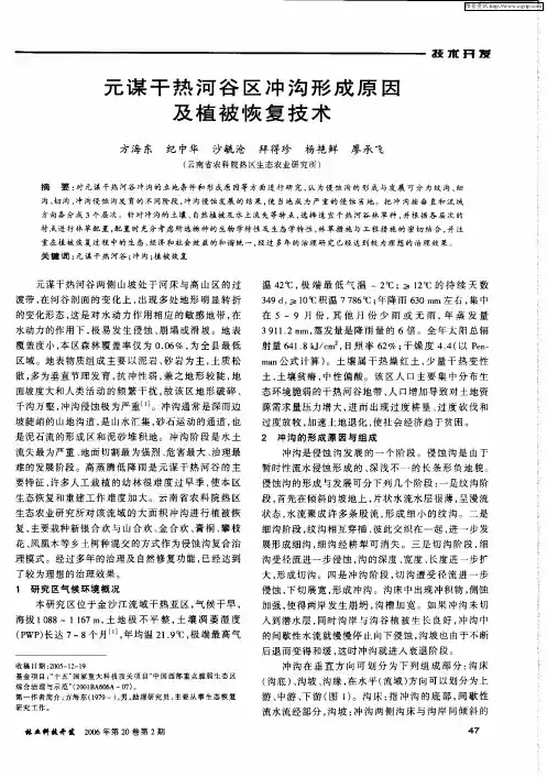 元谋干热河谷区冲沟形成原因及植被恢复技术