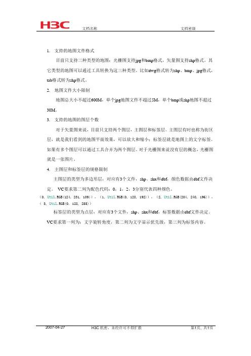 GIS支持的地图规格