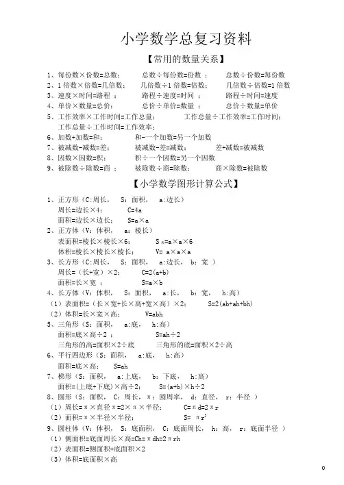 2019小学数学毕业总复习汇总