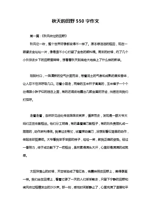 秋天的田野550字作文
