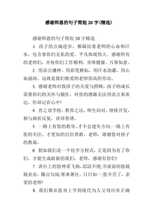 感谢师恩的句子简短20字(精选)