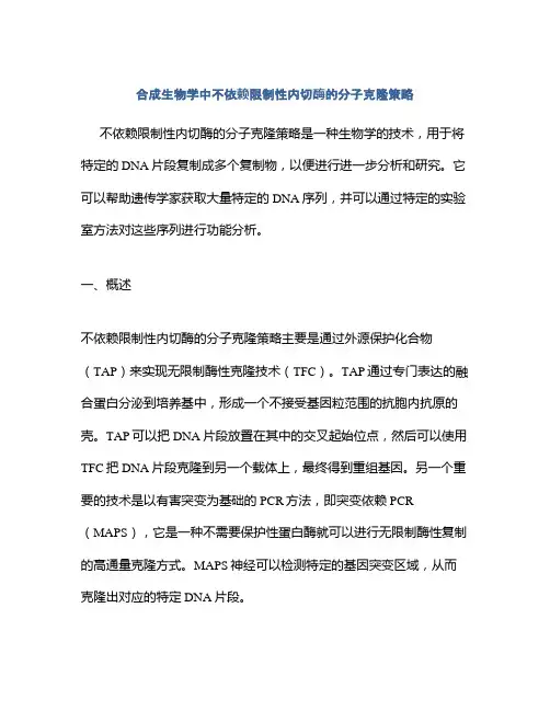 合成生物学中不依赖限制性内切酶的分子克隆策略
