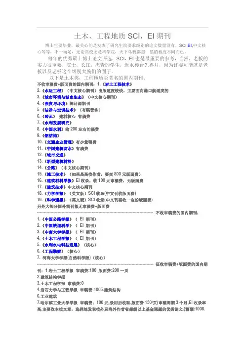 土木、工程地质SCI,EI期刊