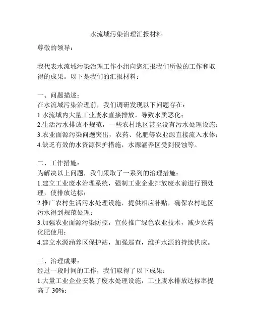 水流域污染治理汇报材料