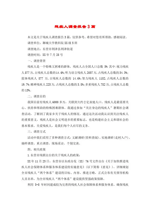 残疾人调查报告3篇