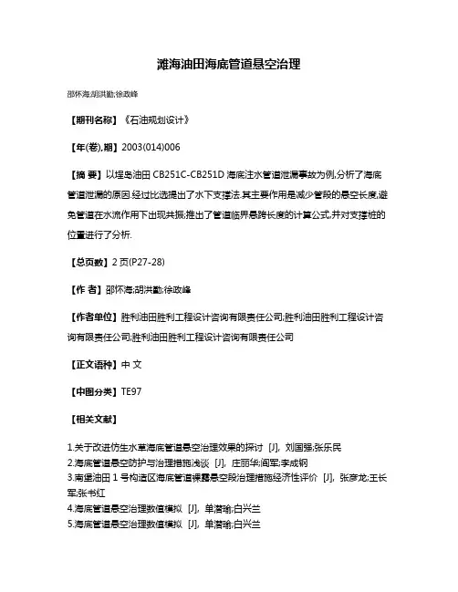 滩海油田海底管道悬空治理