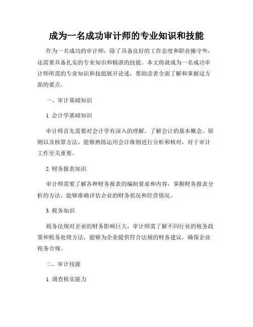 成为一名成功审计师的专业知识和技能
