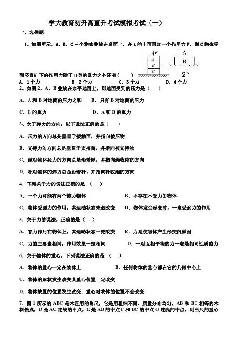 初升高直升考试模拟考试
