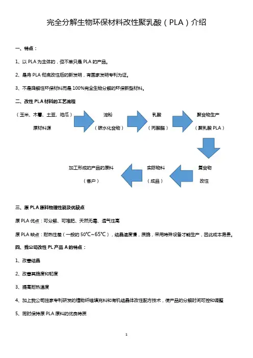完全分解生物环保材料改性聚乳酸(PLA)介绍.doc