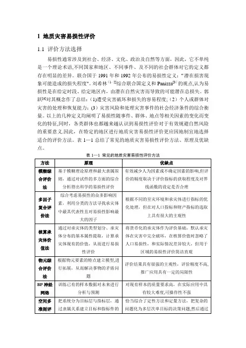地质灾害易损性评价---精品模板