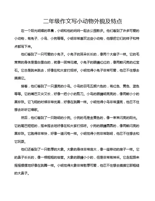 二年级作文写小动物外貌及特点