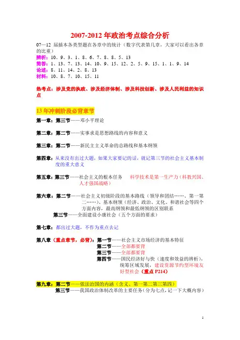 2007-2012年政治考点综合分析