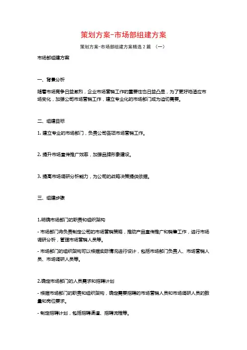 策划方案-市场部组建方案2篇