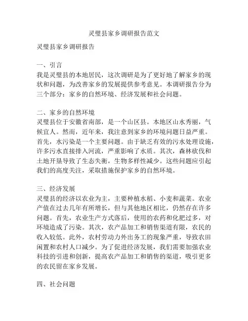 灵璧县家乡调研报告范文