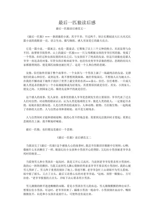最后一匹狼读后感