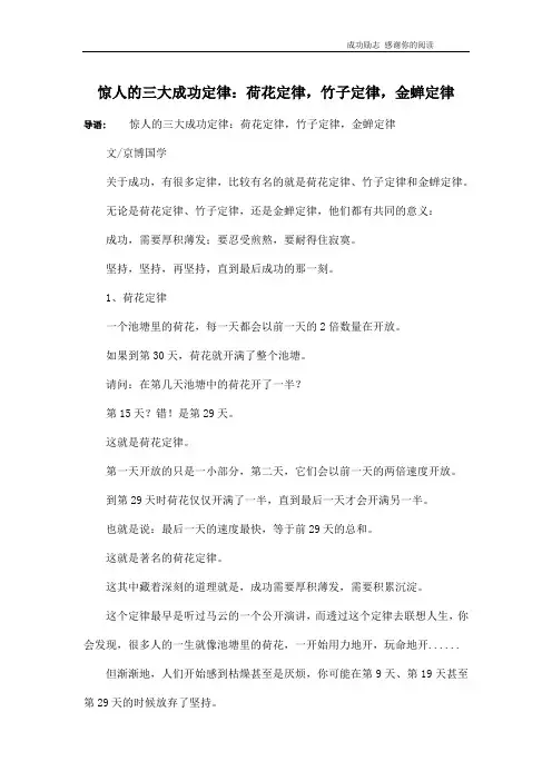 惊人的三大成功定律：荷花定律,竹子定律,金蝉定律