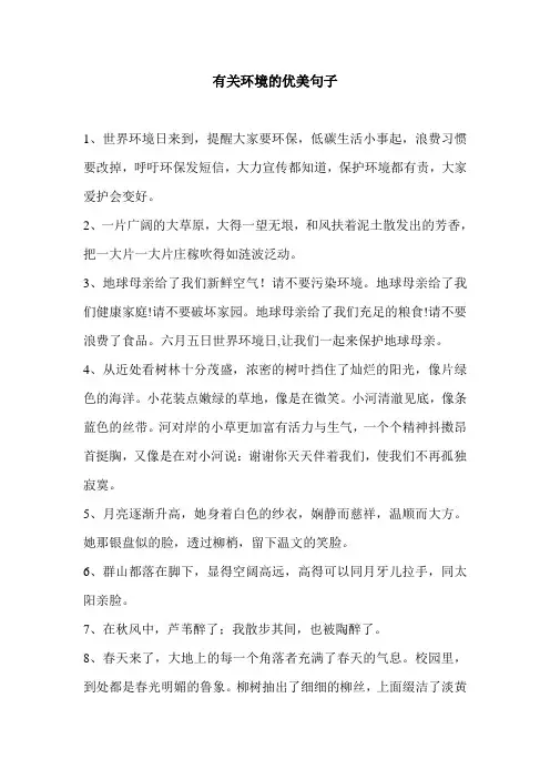 有关环境的优美句子