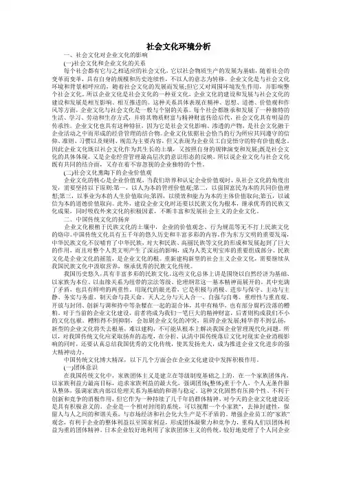 社会文化环境分析