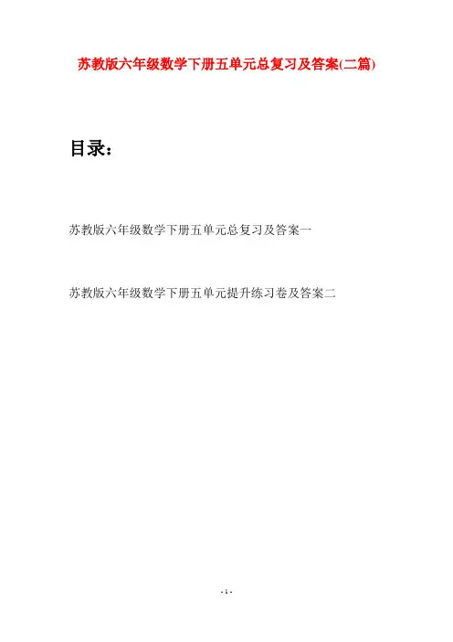 苏教版六年级数学下册五单元总复习及答案(二套)