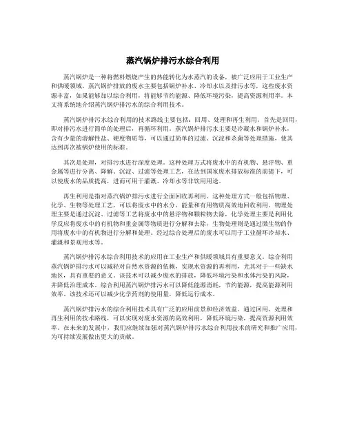 蒸汽锅炉排污水综合利用