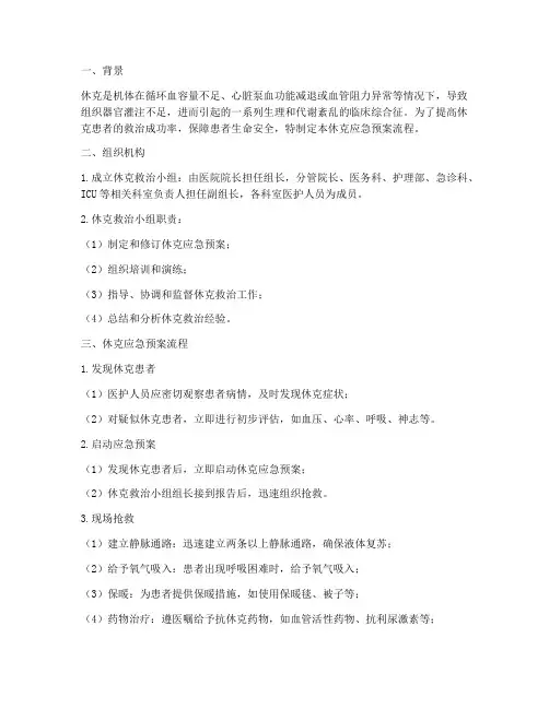 休克应急预案流程
