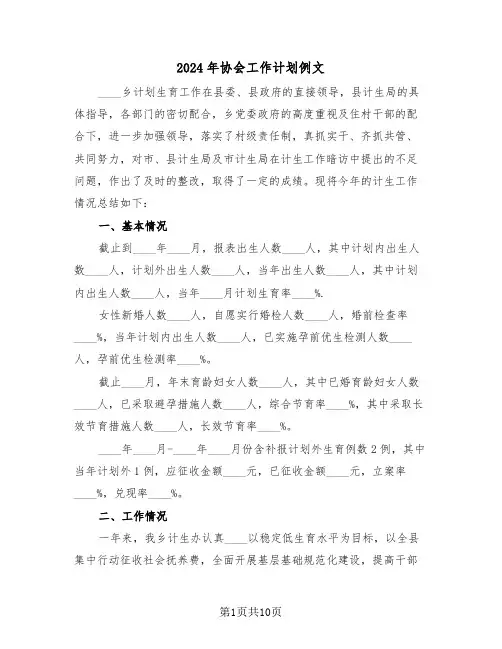 2024年协会工作计划例文(3篇)